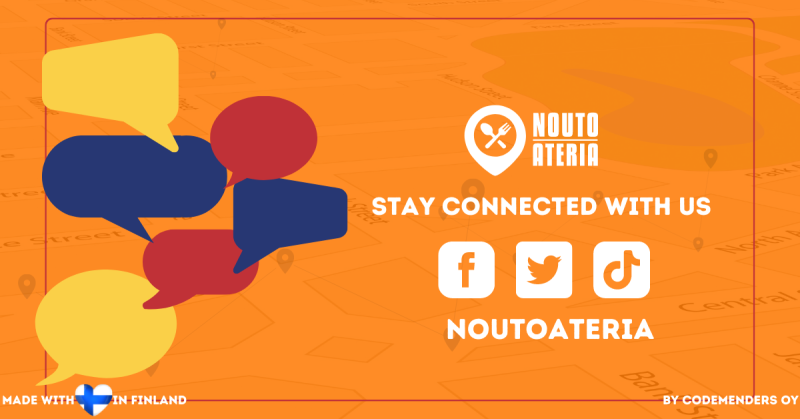 Orange background image with social media details of NoutoAteria